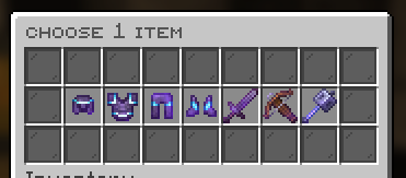 BiscuitSMP crate reward selection with enchanted armour, weapons and equipment