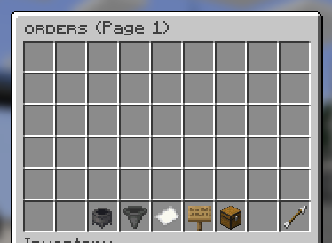 BiscuitSMP Orders menu with search and navigation controls