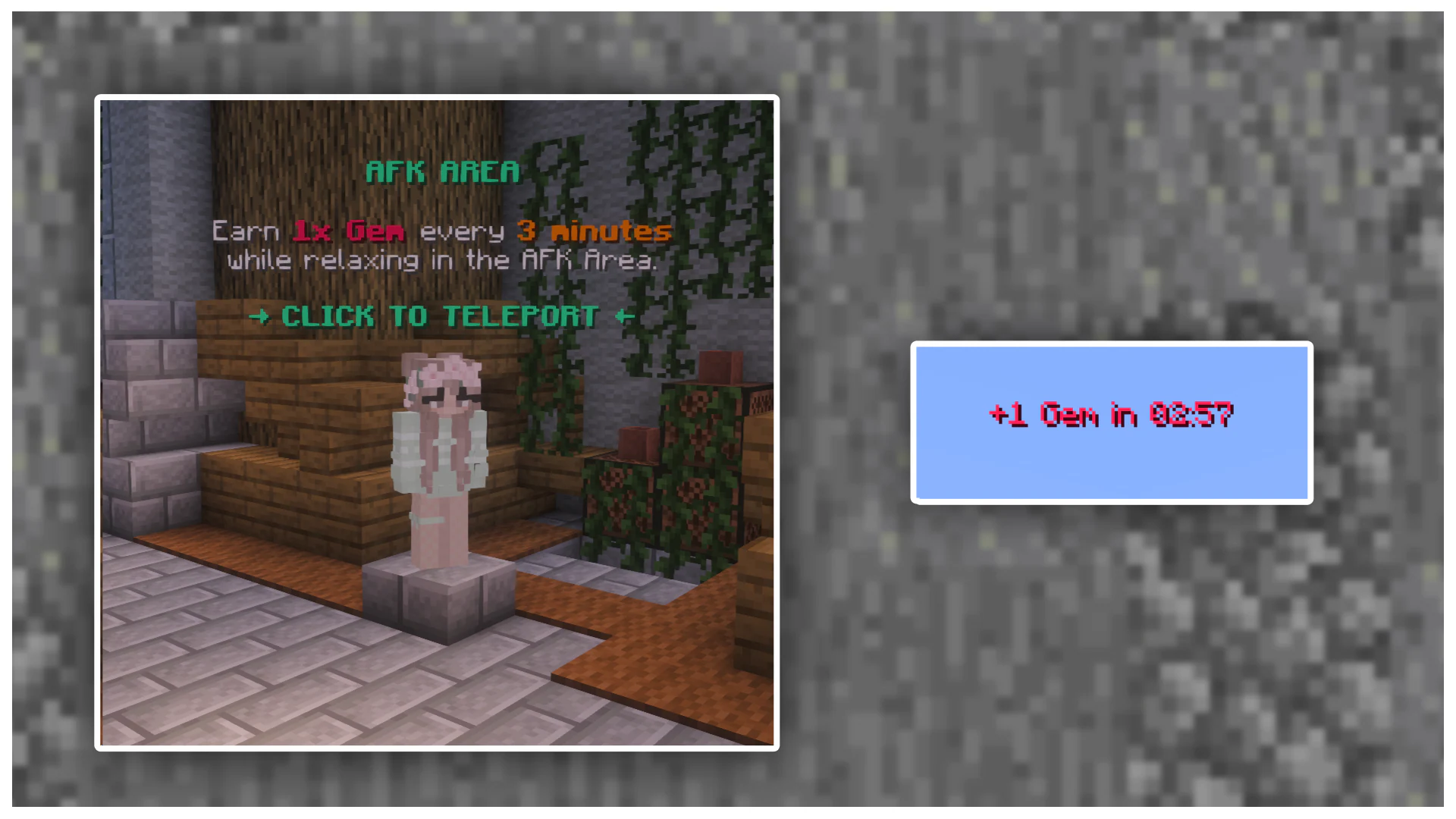 AFK reward NPC and countdown for earning Gems in the AFK area