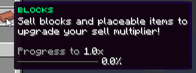 Blocks sell multiplier showing progress towards a 10x multiplier