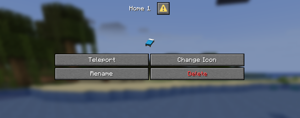 CookieSMP home controls for teleporting, changing the icon, renaming and deleting a home