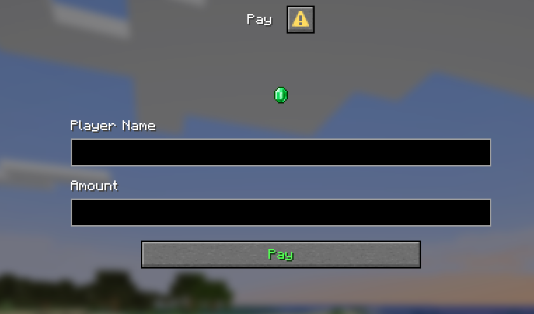 CookieSMP Pay dialog with player name and amount fields